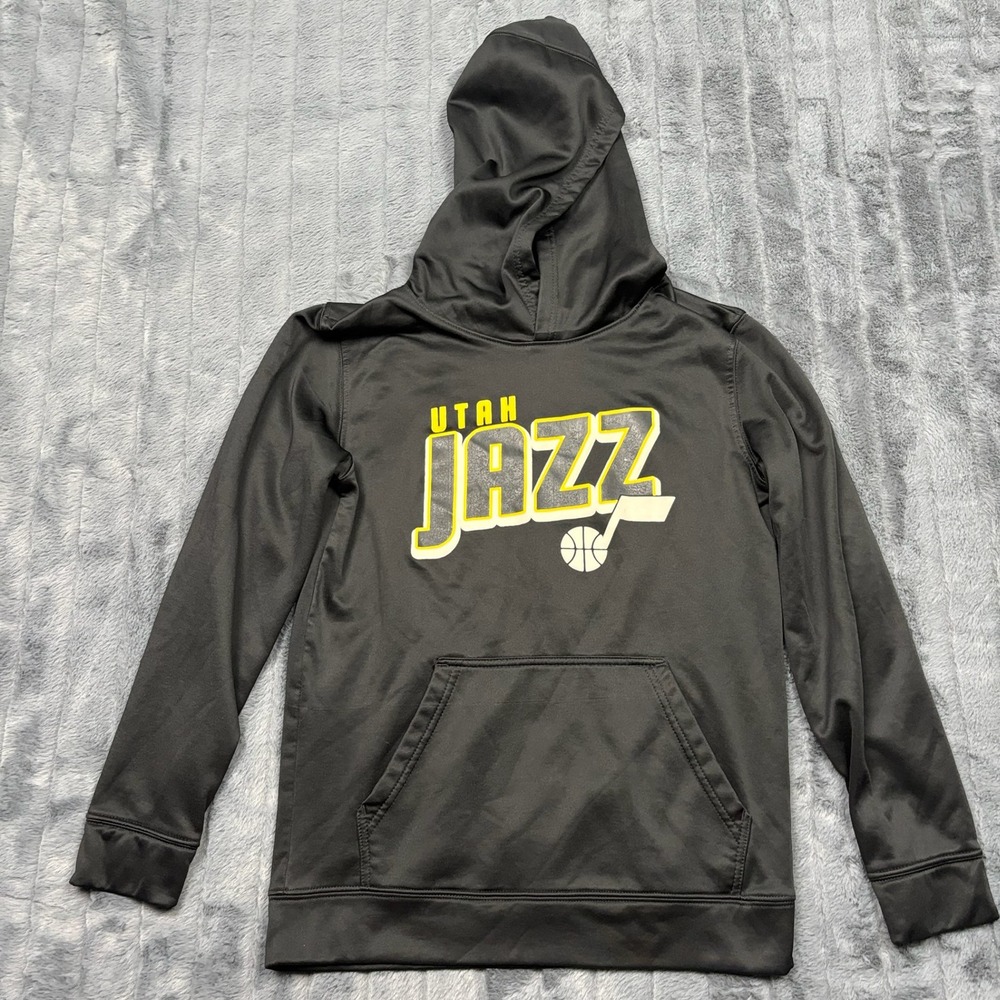 NBA Utah Jazz Youth Black Performance Hoodie Sweatshirt Size L 14/16 Basketball